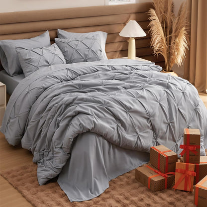 【Buy two get two free】Seven-piece bedding set, pleated bedding set, including sheet, pillowcase and pillowcase