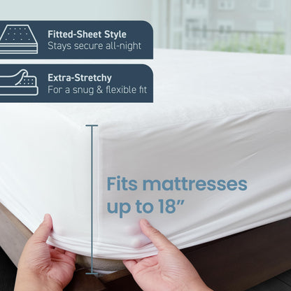 【Buy two get two free】SafeRest Waterproof Queen Size Mattress Protector - Fitted with Stretchable Pockets - Machine Washable Cotton Mattress Cover for Bed